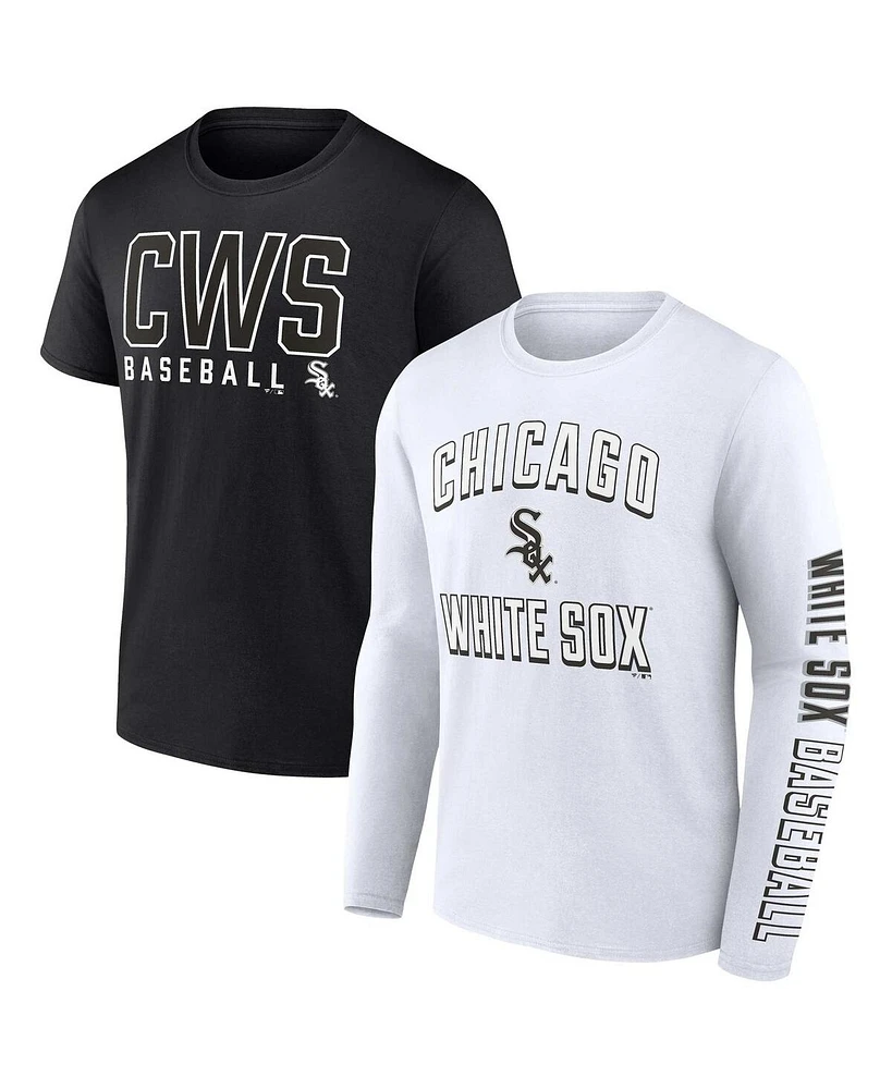 Men's Fanatics Black, White Chicago Sox Two-Pack Combo T-shirt Set