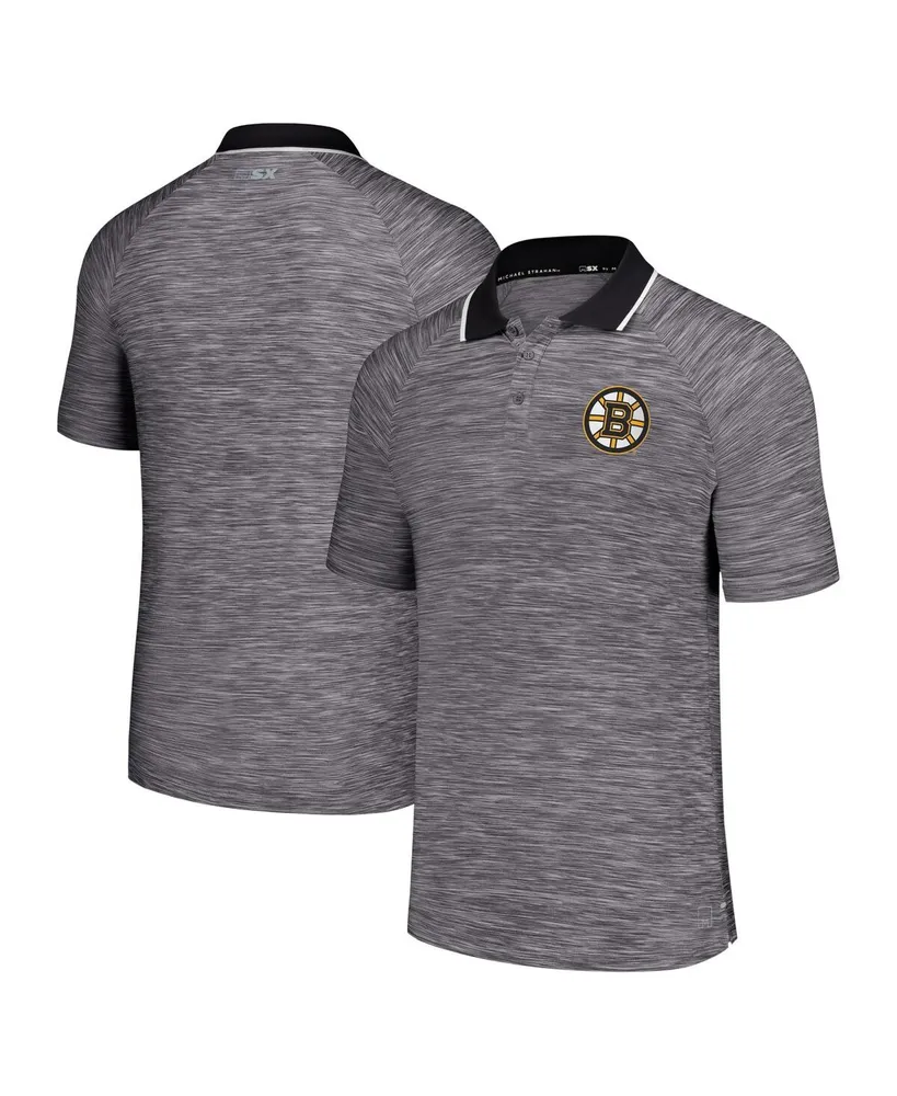 Men's Msx by Michael Strahan Gray Boston Bruins Strategy Raglan Polo Shirt