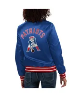 Women's Starter Navy New England Patriots Full Count Satin Full-Snap Varsity Jacket