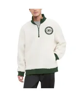 Men's Tommy Hilfiger Cream Green Bay Packers Jordan Sherpa Quarter-Zip Sweatshirt