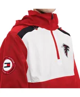 Men's Tommy Hilfiger Red, White Atlanta Falcons Carter Half-Zip Hooded Top