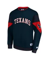 Men's Starter Navy Houston Texans Face-Off Pullover Sweatshirt