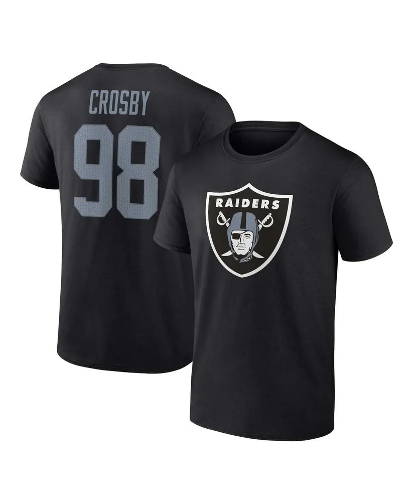 Men's Fanatics Maxx Crosby Black Las Vegas Raiders Player Icon Name and Number T-shirt