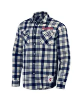 Men's Darius Rucker Collection by Fanatics Navy Cleveland Guardians Plaid Flannel Button-Up Shirt