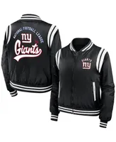 Women's Wear by Erin Andrews Black New York Giants Full-Zip Bomber Jacket