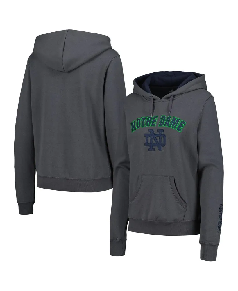 Women's Colosseum Charcoal Notre Dame Fighting Irish Arch and Logo Pullover Hoodie