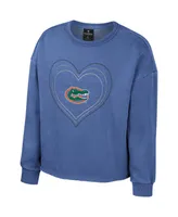 Big Girls Colosseum Royal Florida Gators Audrey Washed Fleece Pullover Crewneck Sweatshirt