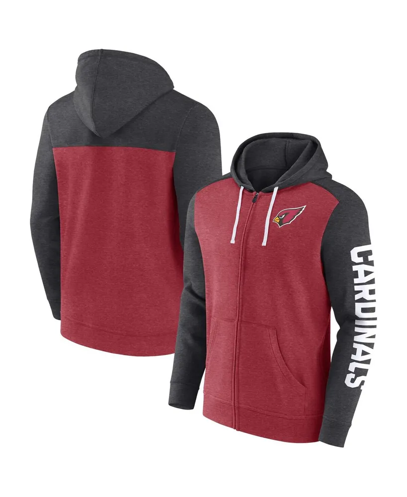 Men's Fanatics Heather Cardinal Arizona Cardinals Down and Distance Full-Zip Hoodie