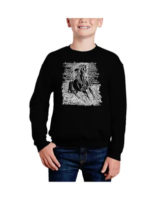 Popular Horse Breeds - Big Boy's Word Art Crewneck Sweatshirt