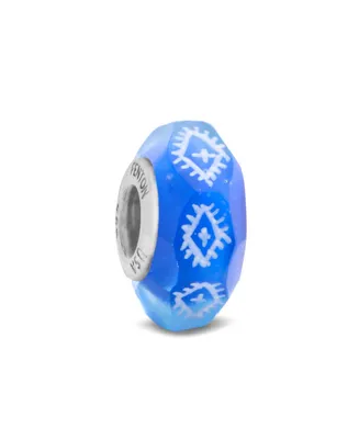 Fenton Glass Jewelry: Cobalt Ikat Glass Charm - Multi