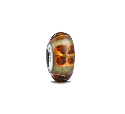Fenton Glass Jewelry: Golden Marigolds Glass Charm - Multi
