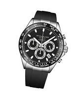 Stuhrling 4050 Men's Quartz Chronograph, Alloy Silver Case, Green Dial, Black Bezel,black rubber strap Watch