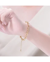 Gigi Girl Teens 14K Gold Plated With Pearl Link & Chain Bracelet