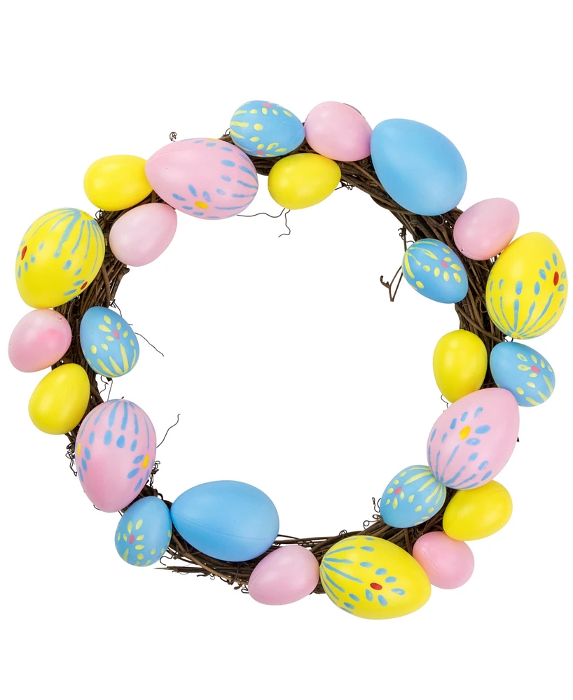 Northlight 10" Floral Stem Easter Egg Spring Grapevine Wreath