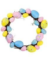 Northlight 10" Floral Stem Easter Egg Spring Grapevine Wreath