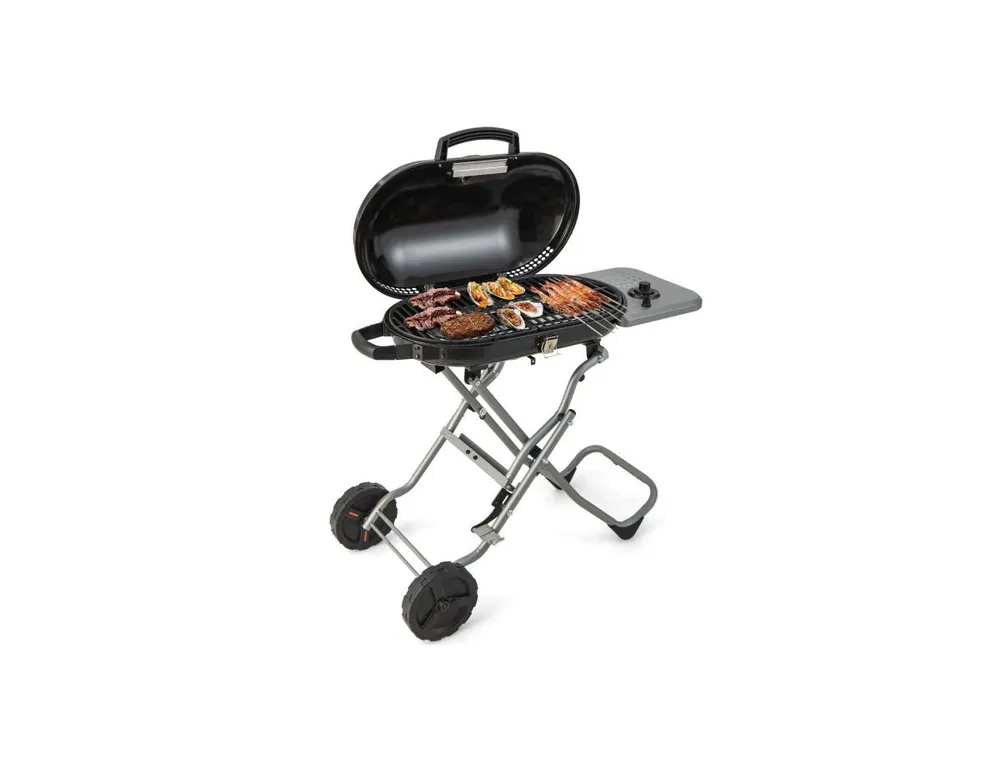 15000 Btu Portable Propane Bbq Grill with Wheels and Side Shelf-Black