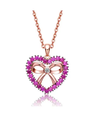 GiGiGirl Kids/Girls 18K Rose Gold Plated with Cubic Zirconia Heart Shaped Pendant