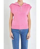 Women's Zip Mock Neck Vest