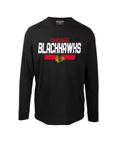 Men's LevelWear Connor Bedard Black Chicago Blackhawks Oscar Name and Number Long Sleeve T-shirt