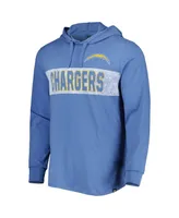 Men's '47 Brand Powder Blue Distressed Los Angeles Chargers Field Franklin Hooded Long Sleeve T-shirt