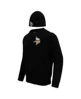 Men's Pro Standard Black Minnesota Vikings Crewneck Pullover Sweater and Cuffed Knit Hat Box Gift Set