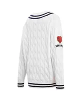 Women's Pro Standard White Chicago Bears Prep V-Neck Pullover Sweater