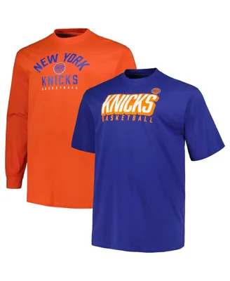 Men's Fanatics Blue, Orange New York Knicks Big and Tall Short Sleeve Long T-shirt Set