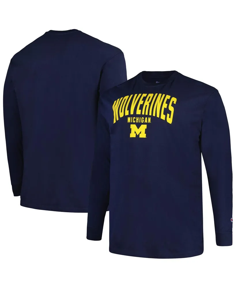 Men's Champion Navy Michigan Wolverines Big and Tall Arch Long Sleeve T-shirt