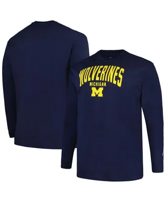 Men's Champion Navy Michigan Wolverines Big and Tall Arch Long Sleeve T-shirt