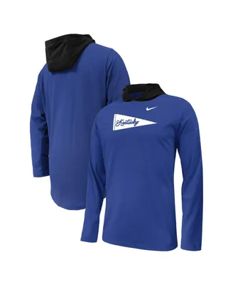 Big Boys Nike Royal Kentucky Wildcats Sideline Performance Long Sleeve Hoodie T-shirt
