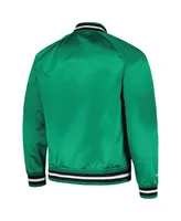 Men's Mitchell & Ness Kelly Green Boston Celtics Hardwood Classics Throwback Wordmark Raglan Full-Snap Jacket