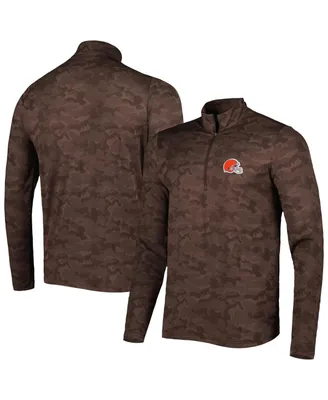 Men's Antigua Brown Cleveland Browns Brigade Quarter-Zip Sweatshirt