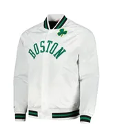 Men's Mitchell & Ness White Boston Celtics Hardwood Classics Throwback Wordmark Raglan Full-Snap Jacket