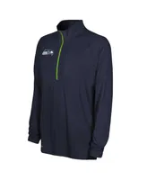 Men's Navy Seattle Seahawks Combine Authentic Raglan Quarter-Zip Top