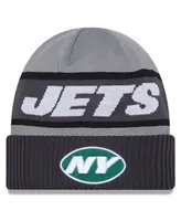 Men's New Era Gray New York Jets 2023 Sideline Tech Cuffed Knit Hat