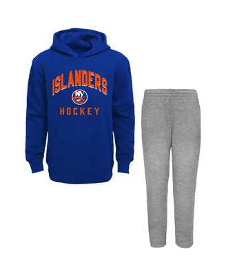 Toddler Boys and Girls Blue, Heather Gray New York Islanders Play by Pullover Hoodie Pants Set