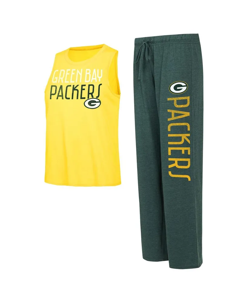 Women's Concepts Sport Green, Gold Distressed Green Bay Packers Muscle Tank Top and Pants Lounge Set