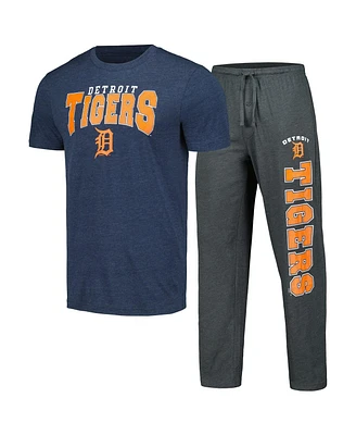 Men's Concepts Sport Charcoal, Navy Detroit Tigers Meter T-shirt and Pants Sleep Set