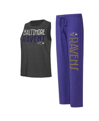 Women's Concepts Sport Purple, Black Distressed Baltimore Ravens Muscle Tank Top and Pants Lounge Set