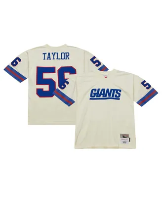 Men's Mitchell & Ness Lawrence Taylor Cream New York Giants Chainstitch Legacy Jersey