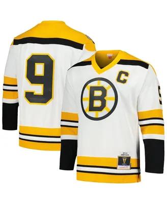 Men's Mitchell & Ness Johnny Bucyk White Boston Bruins 1973/74 Blue Line Player Jersey