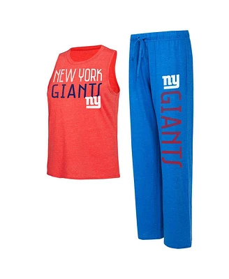 Women's Concepts Sport Royal, Red Distressed New York Giants Muscle Tank Top and Pants Lounge Set
