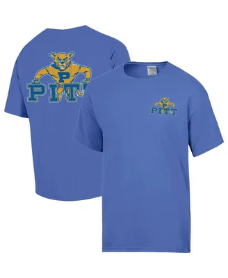 Men's Comfortwash Light Blue Distressed Pitt Panthers Vintage-Like Logo T-shirt