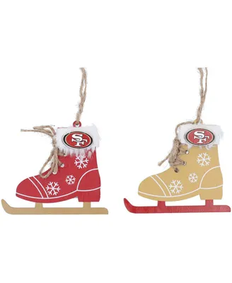 The Memory Company San Francisco 49ers Two-Pack Ice Skate Ornament Set