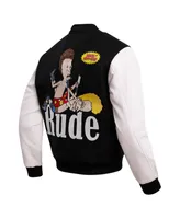 Men's Freeze Max Black, White Beavis and Butt-Head Rude Varsity Full Zip Jacket