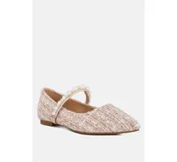 mowie tweed Mary jane ballet flats