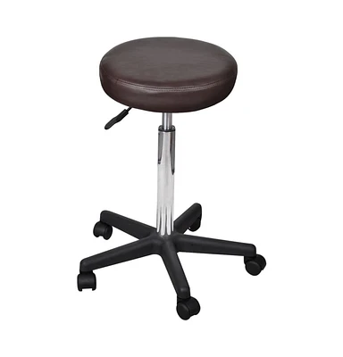 Office Stool Brown Faux Leather