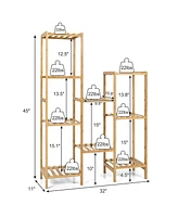Sugift 9-Tier Bamboo Plant Stand for Living Room Balcony Garden