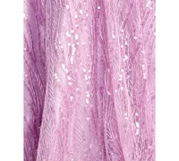City Studios Juniors' Sequin Embroidered Sleeveless Open-Back Lace-Up Gown, Created for Macy's