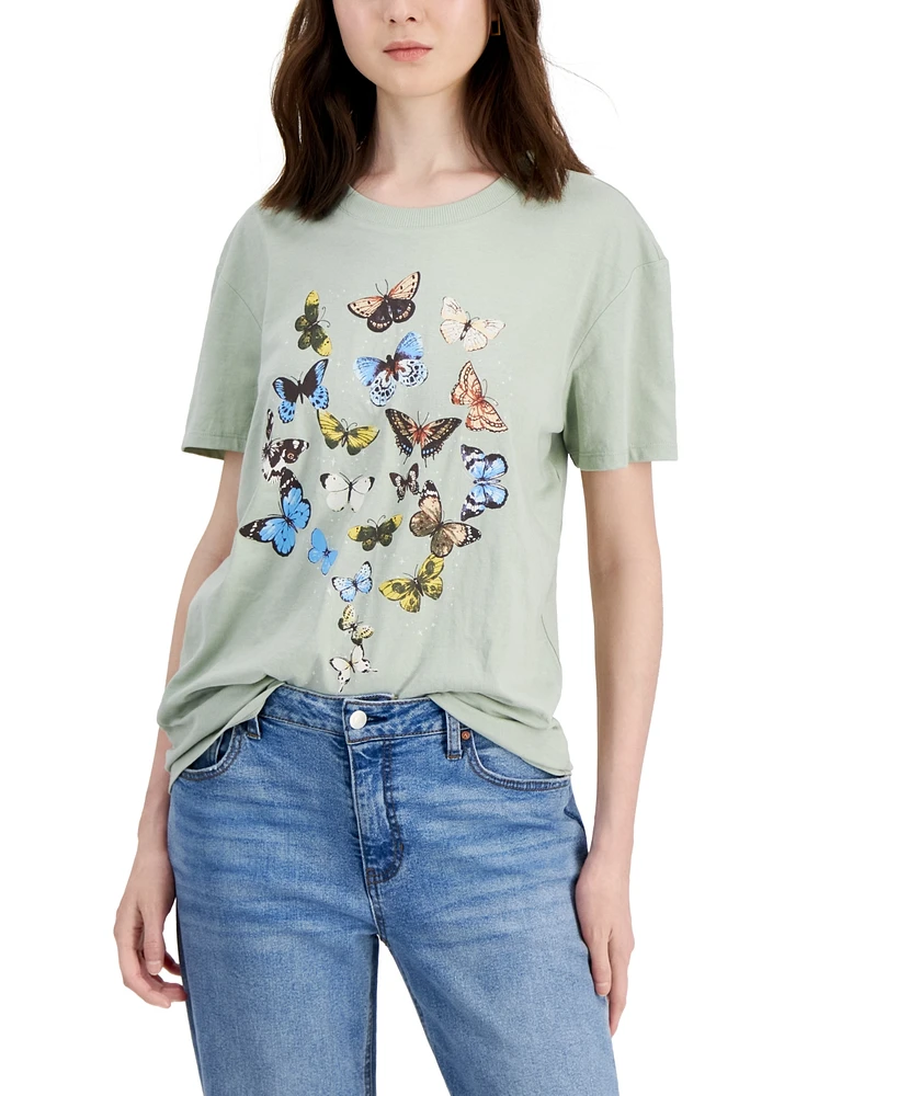 Self Esteem Juniors' Butterfly Drop-Shoulder Crewneck Tee